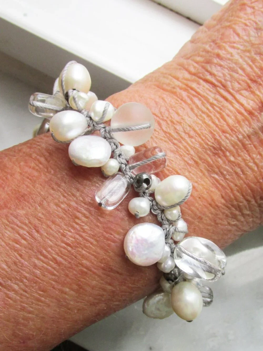 Retired Silpada Sterling Silver Pearl Quartz EFFERVESCENCE Toggle Bracelet B2180